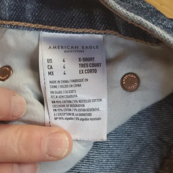 American Eagle Outfitters 4short Low Rise Baggy Straight Relaxed Fit Blue Jeans - Picture 4 of 10